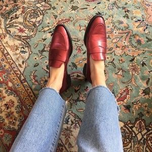 Zara|Metallic Leather Penny Loafer